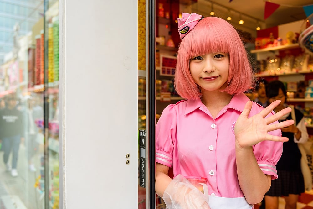 A girl dressed in an anime character costume at Akeshita Street in Harajuku